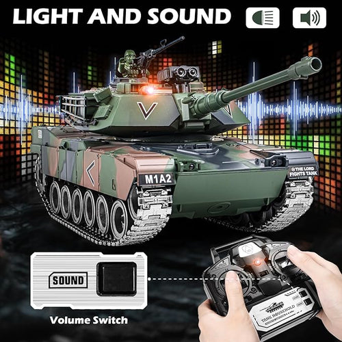 1:18 RC Tank 2.4G US M1A2 Metal Alloy Metal US M26 Remote Control Tank That Shoot BBS Model Toys Army Toy with Smoke Lights Sound and RecoilMilitary RC Vehicle for Adults and Kids Age 6+