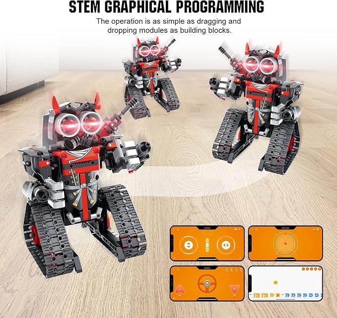 Remote Control Robot Building Kit for Boys 6-12 3-in-1 STEM Remote &amp APP Controlled Coding Gear Robot/Tank/RC Car 419 Pcs Science Learning Educational Building Blocks Toy Set Gift for Kids