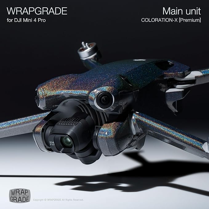 WRAPGRADE Skin Stickers Compatible with DJI Mini 4 Pro | Full Wrap (Coloration-X)