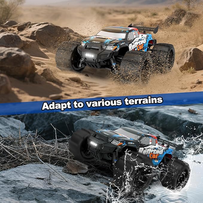 1/16 4X4 High-Speed 50+KM/H(Peak) RC Cars Monster Truck - 390 Motor Durable axle &amp Suspension RC Truck | 3000mAh Batteries | rc Cars Toys Easter Birthday for Teens Aged 14+