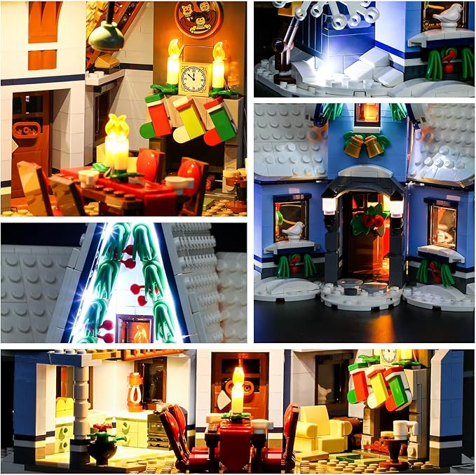 YEABRICKS LED Light for Lego- 10293 Creator Expert Santa’s Visit Building Blocks Model: Remote-Control Version (Lego Set NOT Included)