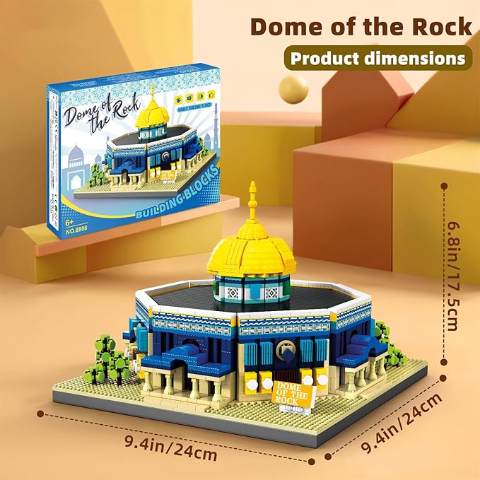 Dome of The Rock Building Blocks Sets Islamic Architecture Building Kits World Famous Landmark Model Toys Eid Gifts for Muslim Adults Kids 983PCS