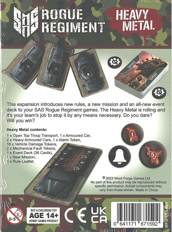 Word Forge Games: SAS Rogue Regiment - Heavy Metal Expansion - Strategy Board Game WWII Stealth Action Military Theme Ages 14+ 1-4 Players 60 Min