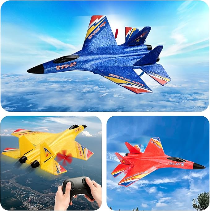 SU27 RC Fighter Plane Beginner Friendly RC Airplane 6-Axis Auto-Stabilizer Remote Control Glider Aircraft Ready to Fly Crash Resistant 2 Batteries