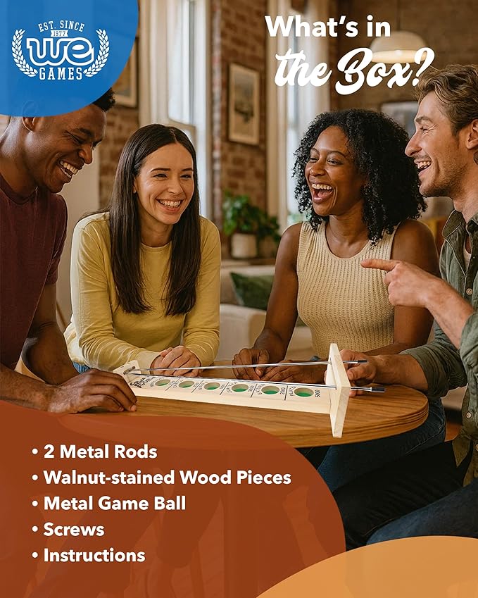 WE Games Shoot the Moon Game (10 Count) Large 18 inch Size Solid Natural Wood Retro Games for Adults Classic Table Top Board Game