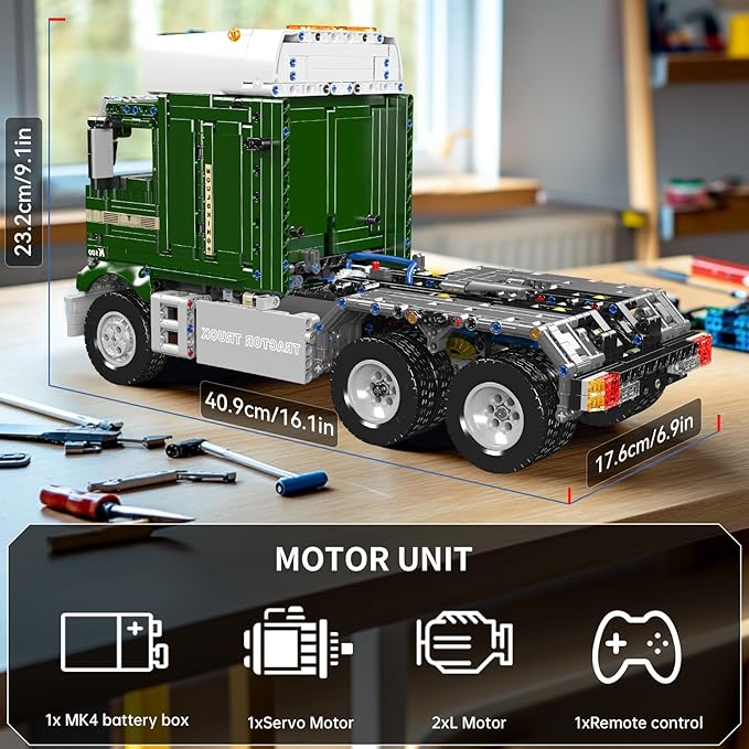 Mould King Tractor Truck Block Kits Model MOC Building Blocks Set to Build Gift for Age 14+/Adults Collections Enthusiasts(2060 Pieces with Motor/APP Remote Control)