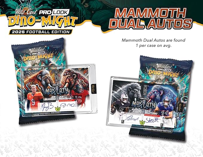 2025 Wild Card Dino-Might Football Hobby Trading Card Box (1 Oversized Mammoth Card Per Box)