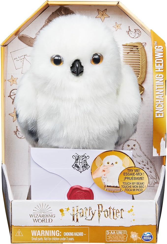 Wizarding World Harry Potter Enchanting Hedwig Interactive Owl with Over 15 Sounds and Movements and Hogwarts Envelope Kids Toys for Ages 5 and up