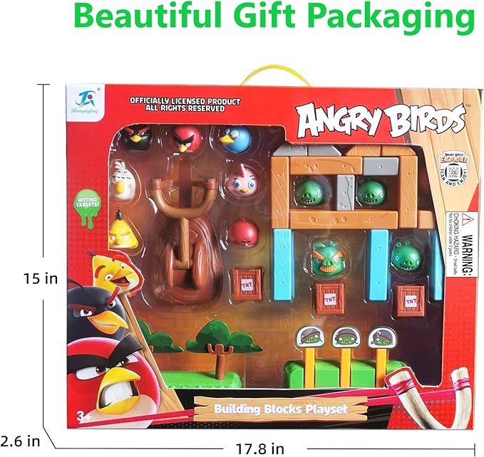 Newly Licensed Angry Birds Toys Playsets Build N’ Launch Construction Brick Assembly Building Blocks Sets Pig City Strike 2 Takedown Space Planet Game Catapult Slingshot Gift Box 33pcs