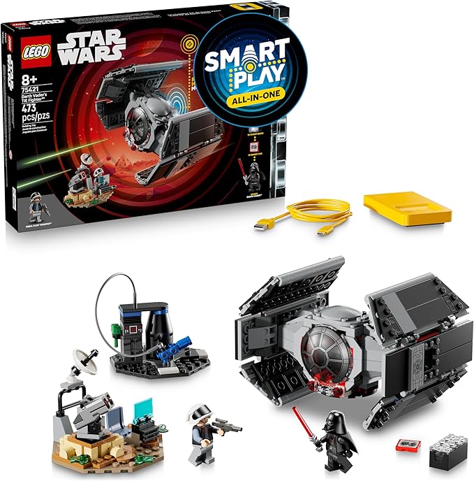 LEGO Star Wars SMART Play: Darth Vader’s TIE Fighter Interactive Building Toy - All-in-One Set - Reacts to How You Move and Play with a SMART Brick - Gift for Boys Girls and Kids Ages 8+ - 75421
