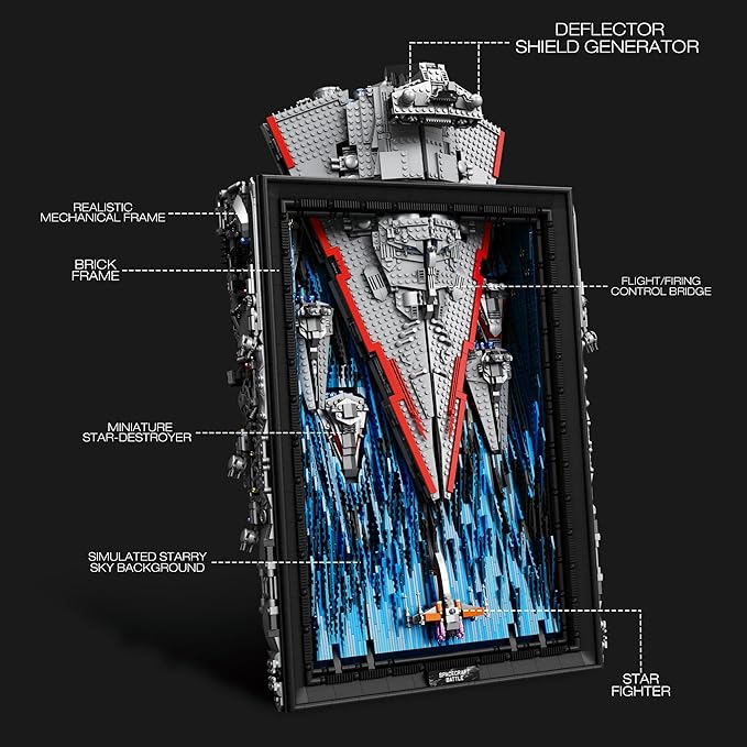 Star Art Drawings Building Set – Aesthetic Model Decoration Super Galactic Spaceship to Build – Room Decor Gift for Adults (5964 Pcs)