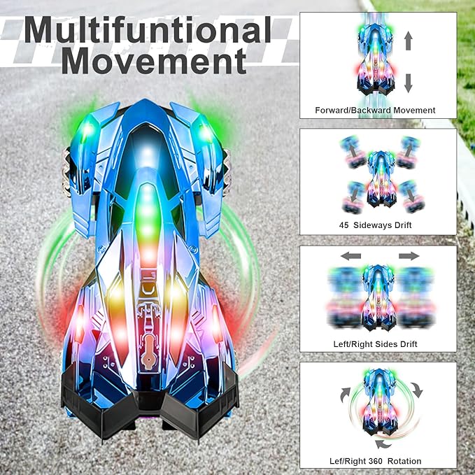 SASBSC Lamb Remote Control Car for Boys 4-7 8-12 Drift Rc Cars with 360° Rotation Spray Music &amp Lights 1:12 Rechargeable Rc Car Toys 10-12km/h Sport Race Toy Cars Gifts for Kids (Blue)