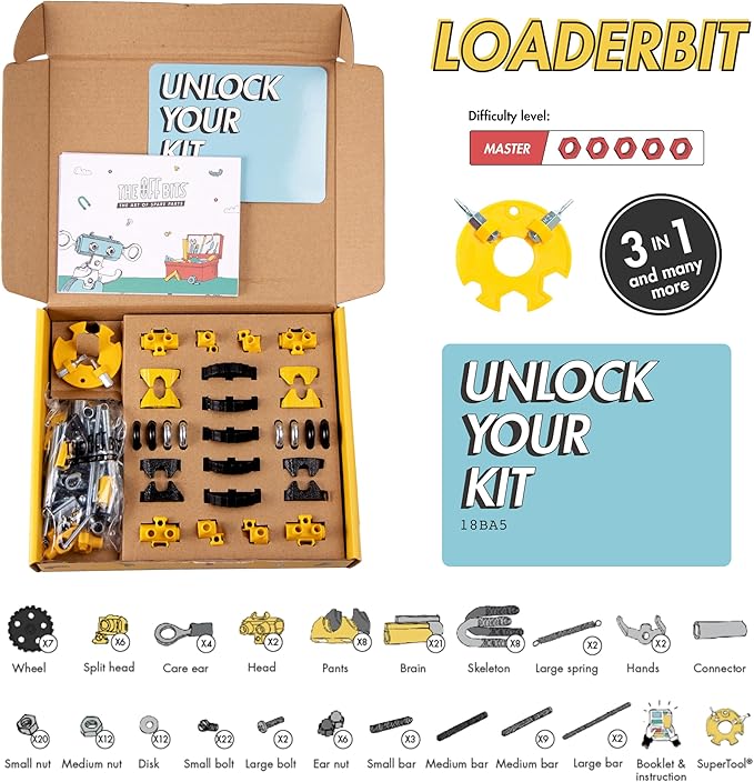 The Off Bits Build Your Own Excavator Toy 150+ Pcs Vehicle Construction Toys LoaderBit Educational Stem Building Toys STEAM Gift for Kids Engineering Kit for Kids 8 9 10 11 12 Years Old