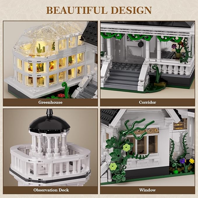 Magic House Building Set with LED Light Owens House Blocks Toy Creator Architecture Model Building Kit Compatible with Lego Horror House Home Office Decor Gift for Adults (1877PCS)