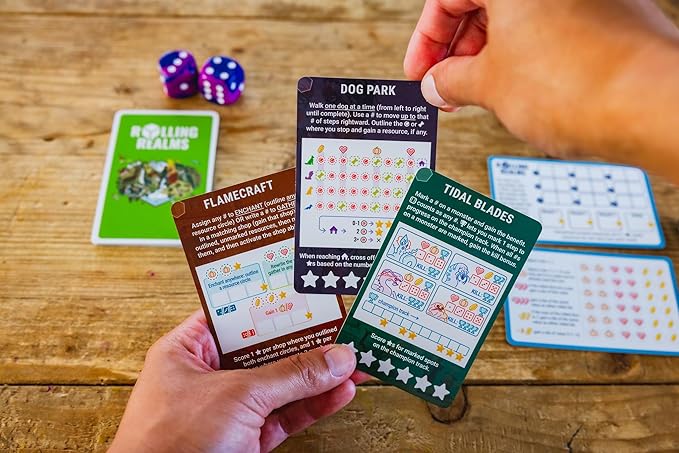 Stonemaier Games: Rolling Realms Redux by Jamey Stegmaier &amp Karel Titeca | A Light Strategic Roll-and-Write Game for Families and Adults | Compete in a Series of Minigames | 1-6 Players 30 Mins