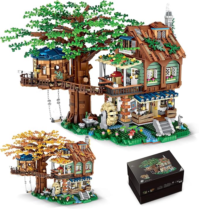 Idea Tree House Bricks Model Toys Set Forest House Building Blocks Street View Sets for Adults Ages 14+ Tree House Display 4761 PCS