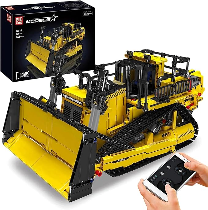 Mould King Bulldozer Technique Building Set App-Controlled 2.4G RC Bulldozer Truck Construction Vehicle Toys with Engines DIY Engineering Model Sets for Adults/14+(1508 Pieces)