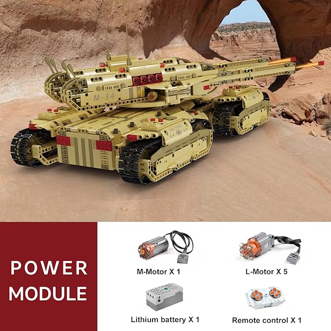 Mould King 20011 Technology MOC Building Block Tank Remote Control Rechargeable Military Mammoth Tank RC Tank Model Kits for Adult 3296 Pieces