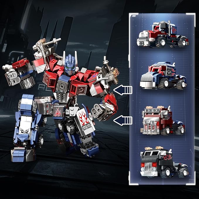 HIGH GODO Transforming Robot Building Set 4in1 Transforming Mech Truck Building Kit Cool Robots Toys Gifts for Teens Adults 14+ (649 Pieces)