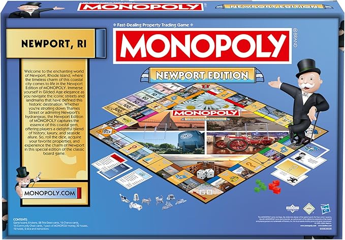 Monopoly Board Game Newport Edition: 2-6 Players Family Board Games for Kids and Adults Board Games for Kids 8 and up for Kids and Adults Ideal for Game Night
