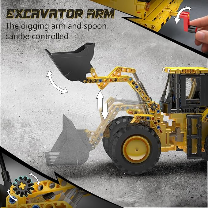 Mould King 17084 Wheel Loader Construction Toy Buildable Bulldozer Construction Vehicle Building Set Realistic Loading Shovel for Adult (910 PCS)