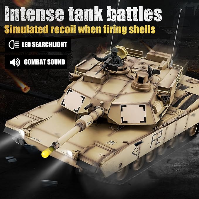 RC Tanks US M1A2 Abrams Army Tank HengLong 1:16 2.4ghz Remote Control Tank Vehicles with Sound &amp Light for Ages 14+