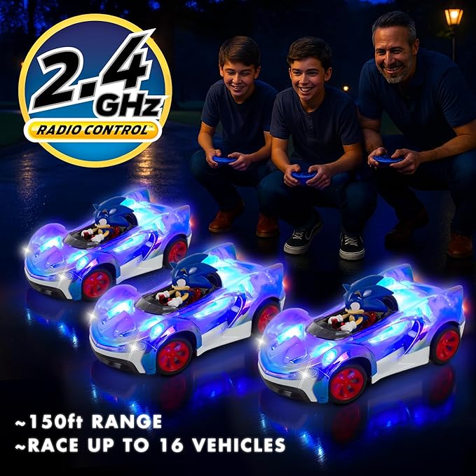 NKOK Team Sonic Racing R/C Ready to Run Sonic Glow Racer with Turbo Boost and Lights