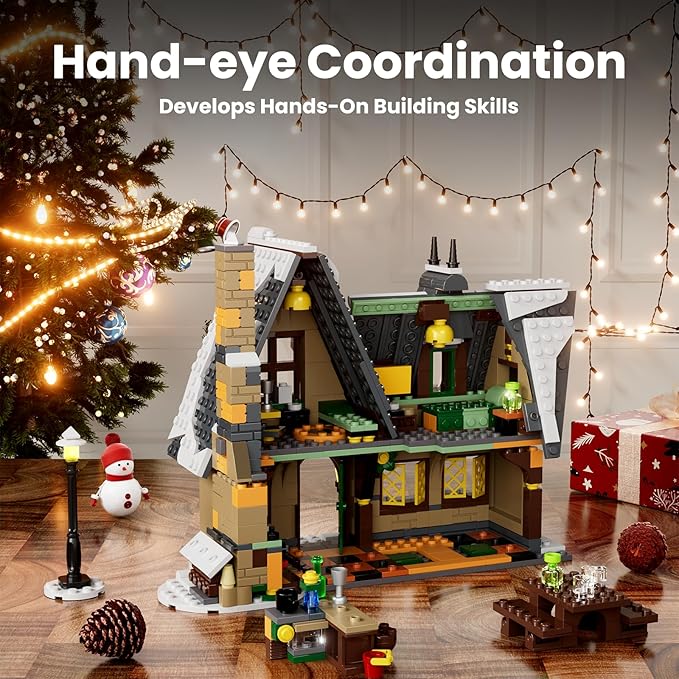 Mould King Retro Christmas Snow House Blocks Set Build a Winter Village with Family Holiday Cabin Collections Kit for Adults 2025 Xmas Decoration Gifts for 14+ and Adults 16049
