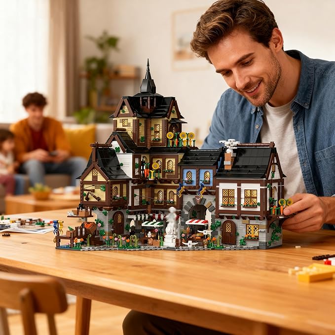 Medieval City Town House Architecture Building Kit Creative Modular Architecture Sets Gift for Women or Adults (4800pcs)