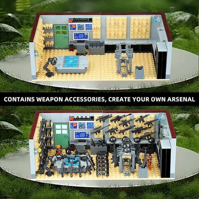 Army Military Base Building Blocks Set Toy with 6 Police Figures and Swat TeamWeapons PackCompatible with Lego Armory Battle BrickSuitable for Adults and Children Aged 6+