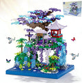 Beego Peach Blossom Pond Architecture Tree House Micro Building Kit Set Japanese Cherry Blossom Architecture Building Blocks Sakura Tree House Valentines Gift for Lover Adults(1746PCS)