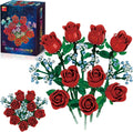 Red Rose Bouquet Building Set 649 PCS 9 Red Roses Compatible with Lego DIY Artificial Flowers Building Blocks Creative Home Décor &amp Gift for Halloween &amp Valentines Wedding Anniversary
