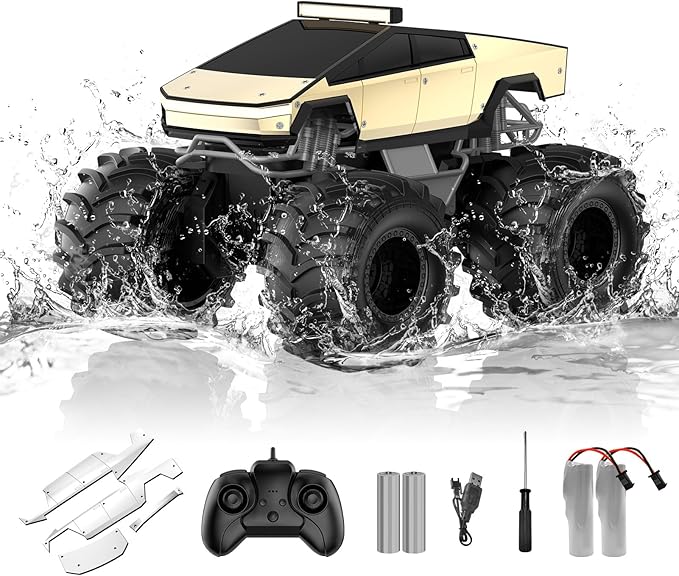 Remote Control Car for Boys 1:18 Monster Trucks Toys Amphibious RC Cars 2.4 GHz Waterproof RC Trucks 4WD All Terrain Off-Road Pickup Kids Toys for 6-12 Year Old Boys Girls Christmas Birthday Gifts