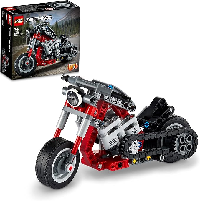 Lego Technic Motorcycle 42132 Model Building Kit Give Kids a Treat with This Motorcycle Model 2-in-1 Toy for Kids Aged 7+ (163 Pieces)