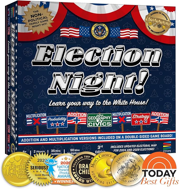Election Night! A Super Fun Way to Learn Essential Math Geography and Civics While Strategizing Your Way to The White House. Updated Electoral College Game Board for 2024!