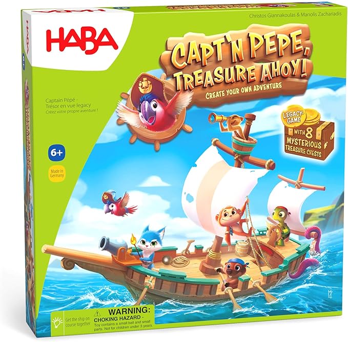 HABA Capt'n Pepe: Treasure Ahoy - A Cooperative Pirate Board Game Adventure &amp Treasure Hunt for Kids &amp Families &amp A Create Your Own Adventure Legacy Game for Ages 6+