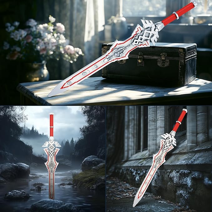 Reobrix Sword Building Sets for Adults Cool Royal Claymore 99015 Collectible Build and Display Model Anime-Style Cosplay Toy Sword Home Office Decor Gifts for Classic Game Fans Boys 14+ (981 PCS)