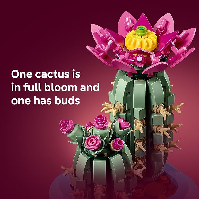 LEGO Botanicals Flowering Cactus Building Toy - Crafting Kit for Girls &amp Boys Ages 9+ - Gift for Birthdays - Cactus Room Decor for Display for Bedroom or Book Shelf - 11509