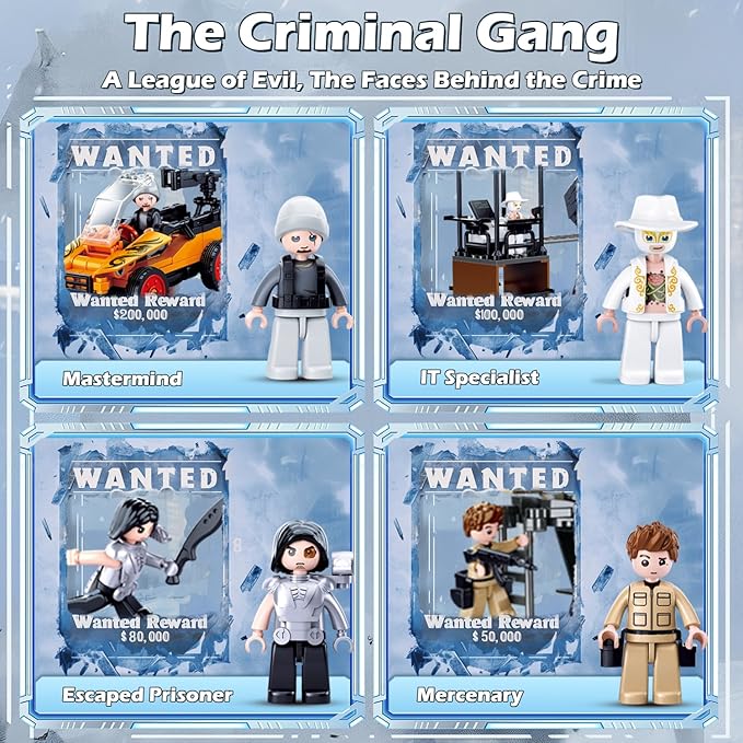 City SWAT Building Set - 7 Minifigures Helicopter Police Car &amp 830 Pieces - Compatible with Lego City Police Station - Gift for Boys &amp Girls Aged 6+