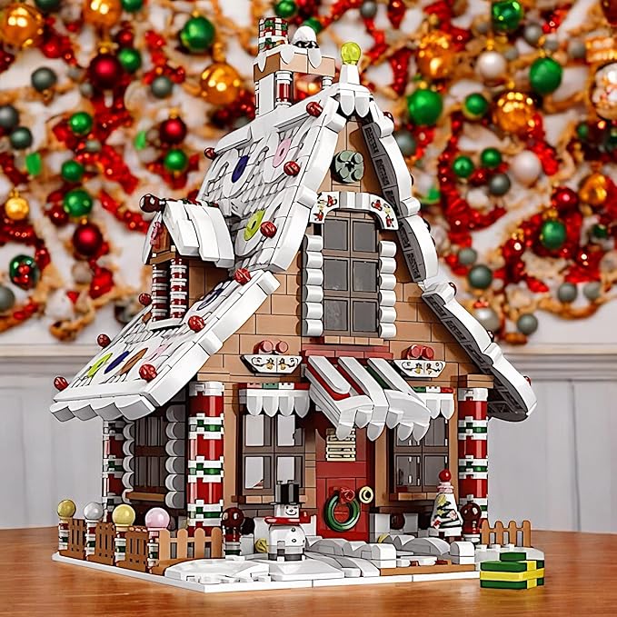 General Jim's Christmas Gingerbread House kit Building Block Bricks Set A Great Holiday Present Idea for Christmas (1455 Pieces) Modular Building Great for Teens and Adults