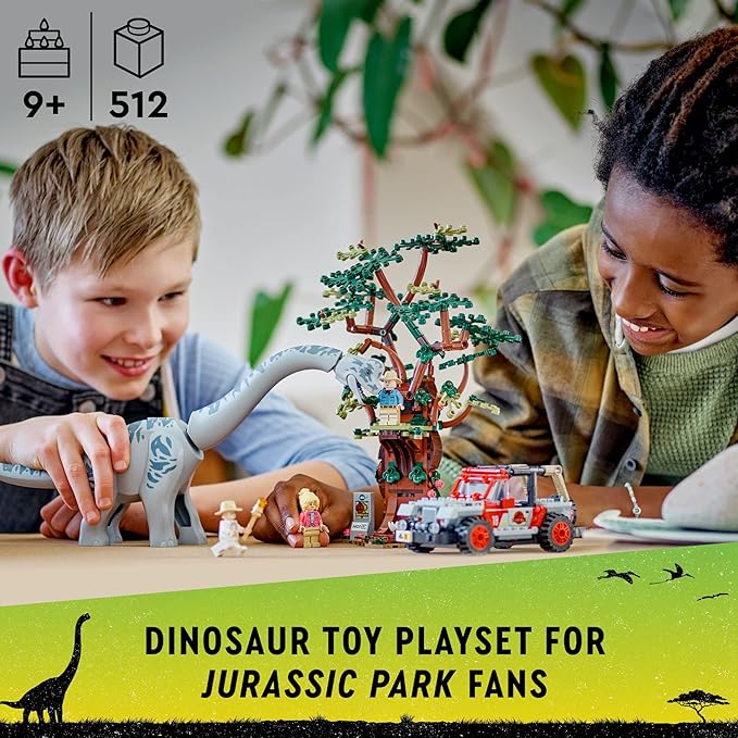 LEGO Jurassic World Brachiosaurus Discovery 76960 Jurassic Park 30th Anniversary Dinosaur Toy Featuring a Large Dinosaur Figure and Brick Built Jeep Wrangler Car Toy Fun Gift Idea for Kids Aged 9+