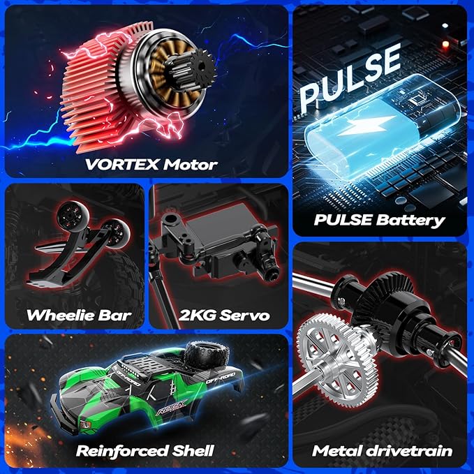 JM Racing 1:12 Fast RC Cars 40KPH 4WD Remote Control Desert Truck All Terrain Off-Road Monster Truck W/Rechargeable Battery Waterproof RTR Racing Car W/LED Lights &amp Spare Tire for Adults Boy &am