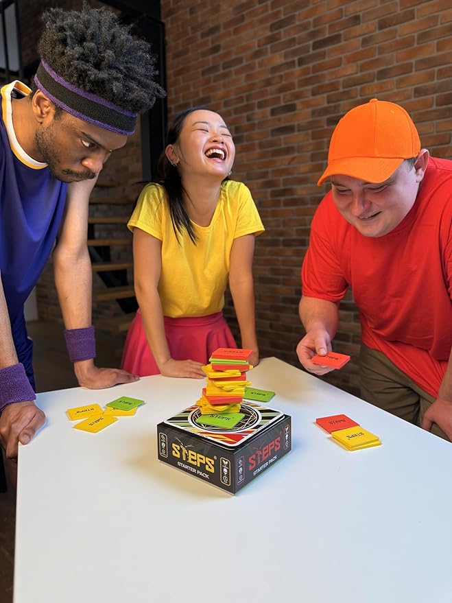 Steps Games Starter Pack Wooden Board Game – Unique Skill-Based Family Game Party &amp Travel Game Gift Fun for Kids and Adults
