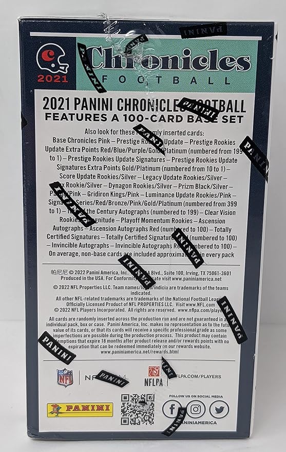 2021 Panini Chronicles NFL Football Blaster Box (42 Cards Total) 4 Prestige Rookies + 8 Exclusive Pink Parallels