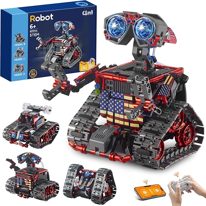 JOJO&ampPeach Stem Building Toys Remote &amp APP Controlled 4 in 1 Wall Robot/Stunt Car/Triangle Robot STEM Projects Creative Gifts Toys for Boys Girls 6-12 (560 Pieces)
