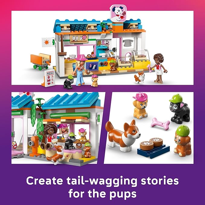 LEGO Friends Dog Treats Bakery Building Toy for Girls &amp Boys - Pretend Play Set for Kids Ages 6+ - W/Aliya &amp Sage Minidolls 2 Toy Dog Figures &amp Accessories - Gift Idea for Birthdays - 4