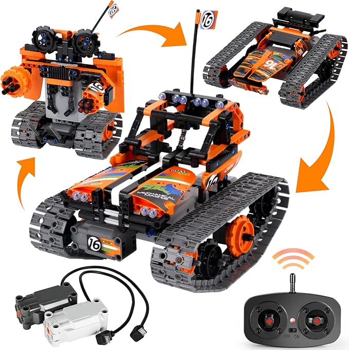 BIRANCO. STEM Remote Control Building Kit 3 in 1 RC Tracked Racer/Tank/Robot Engineering Toys Science Construction Play Set Toy Car Christmas for Boys &amp Girls Age 8-12 (392pcs)