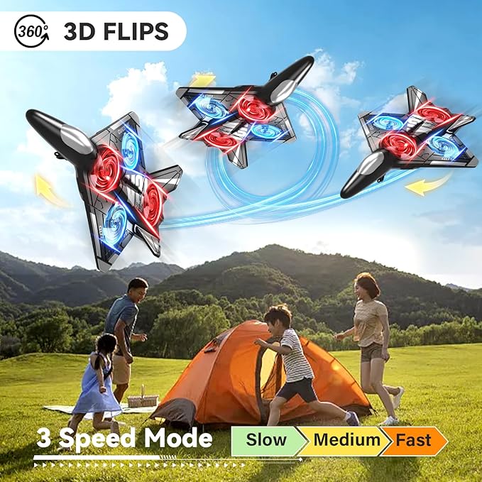 4DRC V31 Foam RC Planes Remote Control Airplanes for Kids Adults 4-7 8-16 Remote Control Planes Fighter Jet with Light 360° Flip Fighter Jet Toy Gravity Sensing Stunt Roll Gifts for Kids Boys