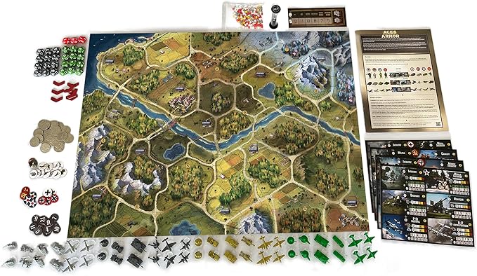 Aces &amp Armor WWII War Miniatures Strategy Board Game Ages 14+ 1-4 Players 1-2 Hours Playing Time