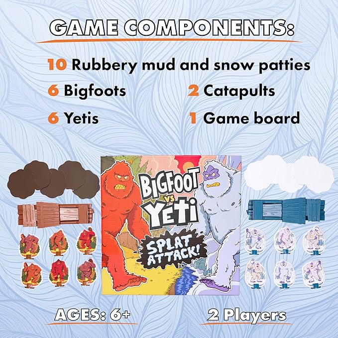 Bigfoot vs. Yeti: Splat Attack Funny Cryptid Showdown Catapult Launching Game for Kids &amp Family Fun 2 Players Ages 6+
